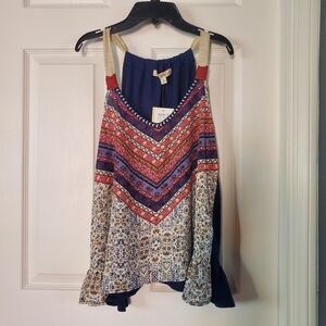 Rewind Backraser Tank Top Ruffled Floral Babydoll Fairy Bohemian Pullover Flowy